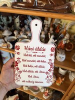 Porcelán Házi Áldásos csodás  vágódeszka formájú falidísz dísz falra
