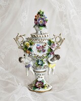 Antik  Sitzendorf porcelán potpourri váza