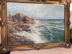 Zórád Géza-Háborgó tenger..70x100cm+kerete