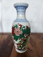 Nagy méretű (30 cm) Jingdezhen kínai porcelán váza – Kézzel festett, jelzett ritkaság