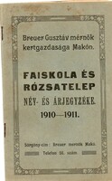 Árjegyzék: Breuer Gusztáv, Makó 1911.