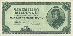 100 millió százmillió milpengő 1946 3. aUNC