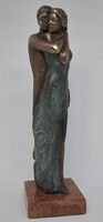 Czobor Sándor "Kis Ádám és Éva" c. bronzszobor, eredetigazolás, ingyen posta