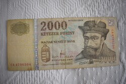 Kétezer Forint , 2007 , használt állapot , régi magyar papír pénz , 2000 , CA4796504