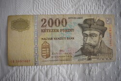 Kétezer Forint , 2010 , használt állapot , 2017ben kivont bankjegy , 2000 , CB3997667 papírpénz