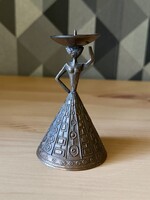 Fém Iparművész Gyertyatartó Női Alak Figura 9,5cm