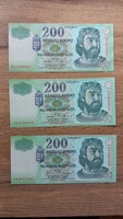 200 Forint  2005 - 2006 - 2007 UNC