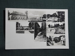 Képeslap,Balatonszemes,vitorlás hajó,kikötő,SZOT üdülő,strand látkép,részlet,1950-