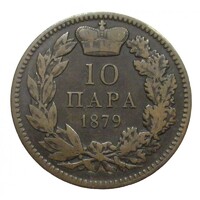 Szerbia,10 para 1879 VF bronz