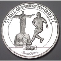 Uganda,2000 shillings 2006 PP - A futball legendái - Roberto Carlos UNC ezüst 24.80g