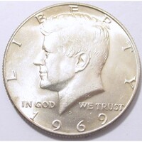 USA,half dollar 1969 D aUNC+ ezüst 11.50g400