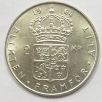 Svédország,2 kronor 1964 U aUNC+ ezüst 14g400