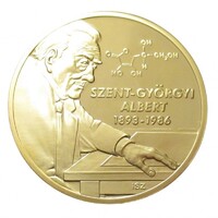 Magyarország,Nagy Magyarok sorozat - Szent-Györgyi Albert - aranyozott proof UNC réz