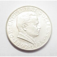 Ausztria,2 schilling 1934 - Engelbert Dollfuss politikus aUNC+ ezüst 12g640