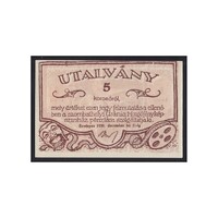 Magyarország,5 korona 1920 - Uránia Színház Szombathely aUNC+
