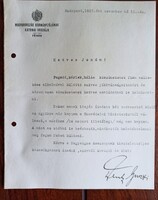 Denk Gusztáv altábornagy (Horthy katonai irodavezetője) aláírt, fejléces levele (1927)