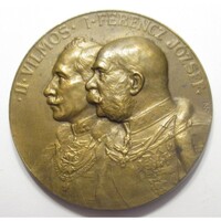 Magyarország,Rudolf Neuberger: II. Vilmos és I. Ferenc József - Limanowai csata 1915 EF+ bronz 59.81