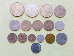 Románia 16 db Különböző Érme 5 15 25 Bani 1 2 3 5 100 Lej Lei 1942-1994