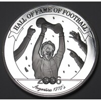 Uganda,2000 shillings 2006 PP - A futball legendái - Daniel Alberto Passarella UNC ezüst 24.80g
