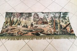 Gobelin szövésű FALVÉDŐ, FALIKÁRPIT - VADÁSZ JELENET !!