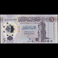 Líbia 5 Dinars 2021 P-W86 (1) Polymer UNC