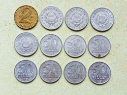Magyarország 12 db Különböző Érme 50 Fillér 1 2 Forint 1968-1991