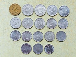 Magyarország 18 db Különböző Érme 10 20 50 Fillér 1 2 Forint 1968-1990