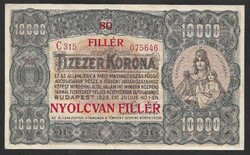 10.000 korona 80 fillér 1923 VF