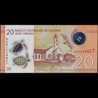 Nicaragua 20 Cordobas 2022 P-210 Polymer UNC