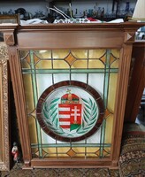 Painted Stained Glass in Wooden Frame