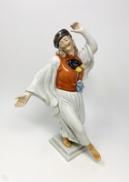 Herendi jelzett táncoló juhász porcelán figura (30cm) RZ
