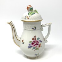 Herendi jelzett színes Nanking Bouquet mintás porcelán kávéskanna, kiöntő (16.5cm)  RZ