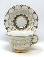 Antik csodás gyűjtői Meissen gazdagon aranyozott biedermeier porcelán teáscsésze aljjal  RZ