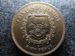 Falkland-szigetek 25 éve uralkodik II. Erzsébet 50 Penny 1977
