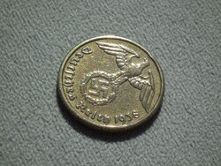 Németország, horogkeresztes birodalmi 10 Pfennig (Reichspfennig), 1938 F