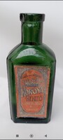 Korona kékítő antik méregzöld üveg eredeti cimkével Müller Testvérek R.T. 1930