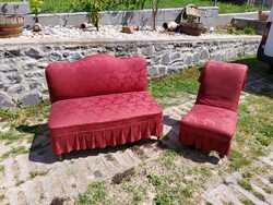 Régi kisméretű pihenő szett fotel és kanapé