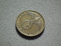 Németország, horogkeresztes birodalmi 10 Pfennig (Reichspfennig), 1937 A