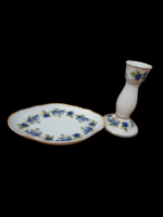 Hollóházi Porcelánok Szeder Mintával - Gyertyatartó + Tálka