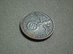 Németország, horogkeresztes birodalmi 2 Pfennig (Reichspfennig), 1938 E