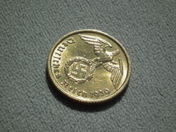 Németország, horogkeresztes birodalmi 10 Pfennig (Reichspfennig), 1939 F