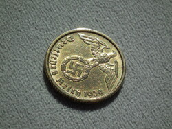 Németország, horogkeresztes birodalmi 10 Pfennig (Reichspfennig), 1939 B