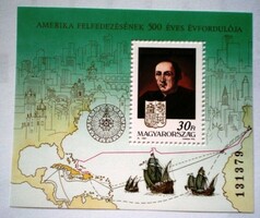 B217 / 1991 Amerika felfedezése blokk postatiszta