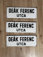 Deák Ferenc utca - 3 darab Antik zománcozott utcatábla
