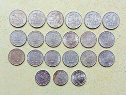 Magyarország 21 db Különböző Érme 10 20 50 Fillér 1979-1991