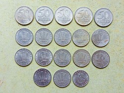 Magyarország 18 db Különböző Érme 10 20 50 Fillér 1979-1990