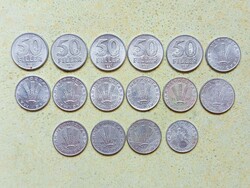 Magyarország 16 db Különböző Érme 10 20 50 Fillér 1980-1990