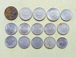 Magyarország 15 db Különböző Érme 10 20 Fillér 1 2 Forint 1968-1990