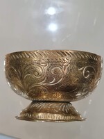 Antik indiai sárgaréz kínáló tál – Kézzel vésett (100g, 7 x 4,5 cm)