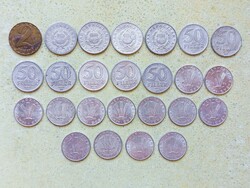 Magyarország 25 db Különböző Érme 20 50 Fillér 1 2 Forint 1968-1991